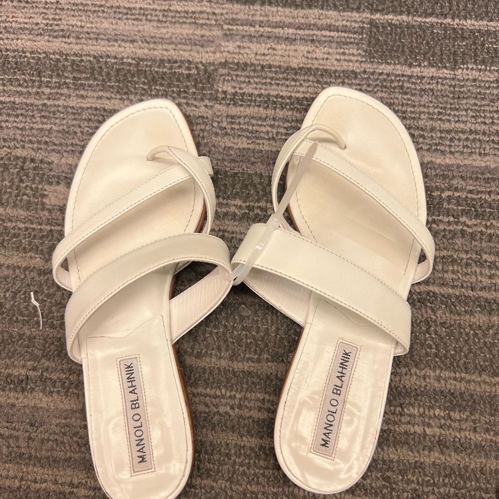 Manolo Blahnik sandals. Lightly worn. White